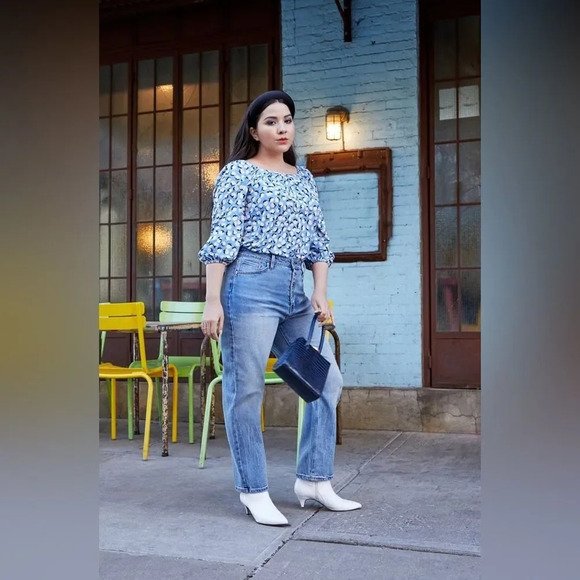 POPSUGAR NWOT‎ Knit Squareneck Peasant Top - Picture 2 of 8